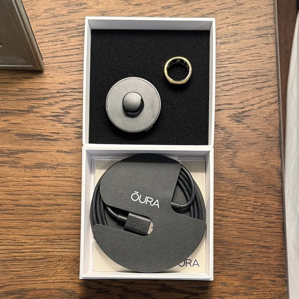 Oura Ring Gen3 in Heritage Gold with Charger in Sleek Black